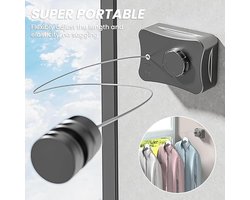 Waslijn Uitschuifbare - 5.1m Roestvrij Staal, Onzichtbare Waslijn voor Binnen/Buiten voor Handdoeken & Dekbedden, Perfect voor Huurkamers & Balkons- kleur zwart