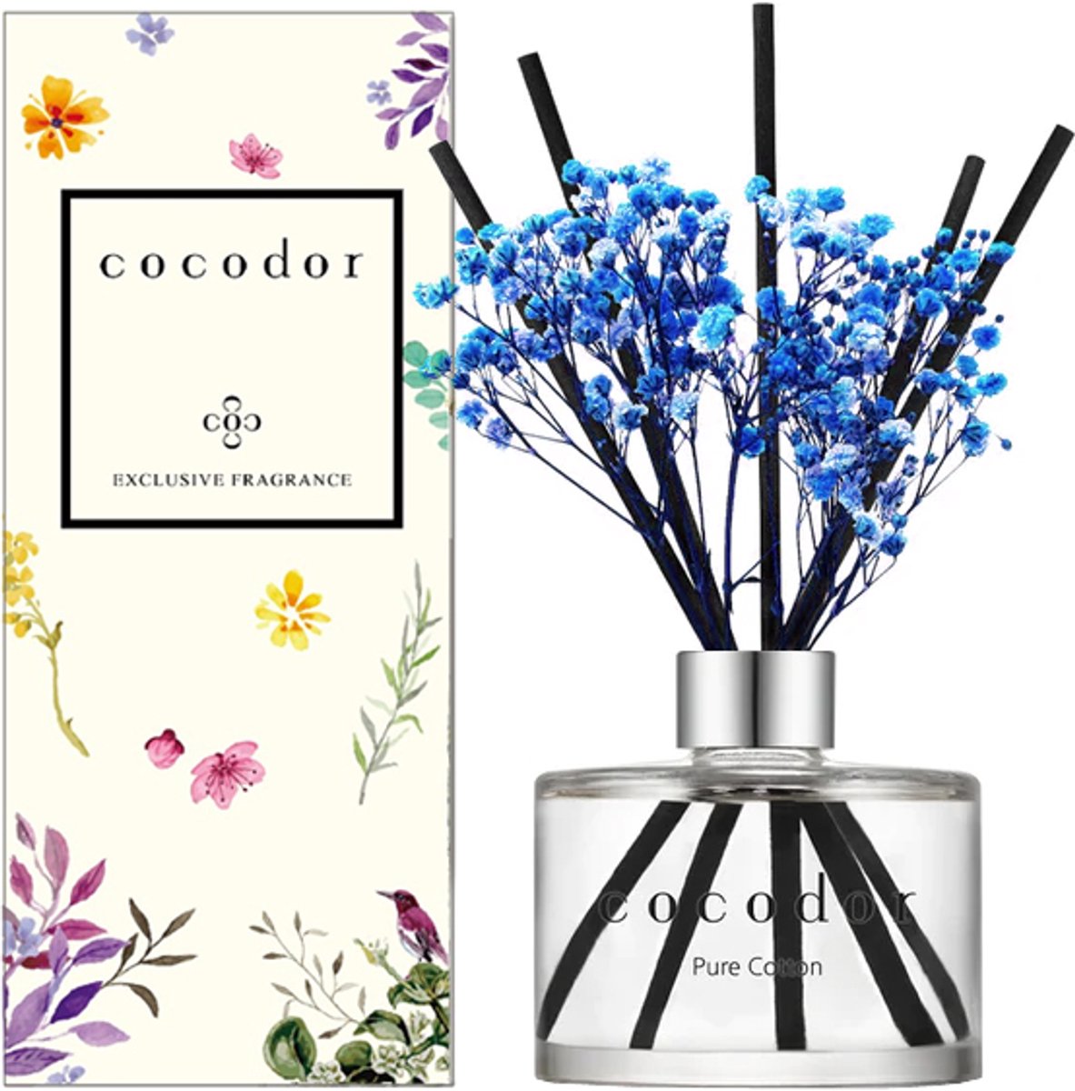 Cocodor Geurstokjes met blauwe droogbloemen Pure Cotton - 200 ml