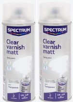 Spuitverf - 2 stuks Spuitlak - Spuitbus - Blanke Lak MAT - Vernis - Sneldrogend - Transparant - Binnen & Buiten - 400 ml per stuk