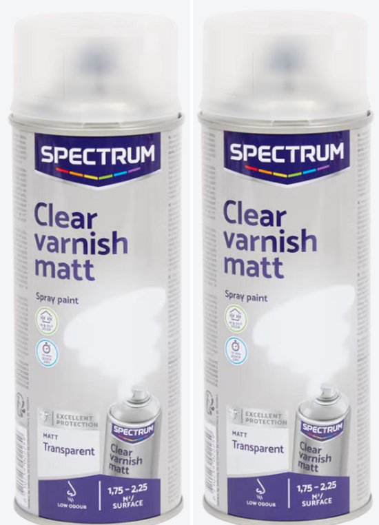 Spuitverf -2 stuks Spuitlak - Spuitbus - Blanke Lak MAT - Vernis - Sneldrogend - Transparant - Binnen & Buiten - 400ml per stuk