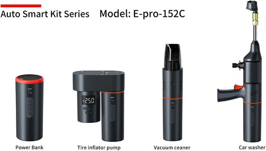 Auto powerbank - Auto stofzuiger - Campers - Comperaccessoires - Auto wassen - Autowasstraat - Auto-voedingsinterface - Bandenpomp - Autowasstraat - Auto power bank - Alles in één koffer - Auto stofzuiger van Merkloos — afbeelding 3