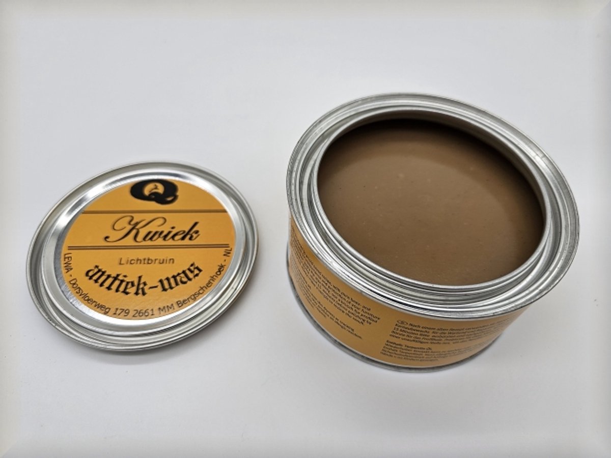 KWIEK antiekwas - LICHTBRUIN - de echte onderhoudswas volgens oudhollands recept - 375 ml - makkelijk in gebruik - meubel - antiek - meubelwas - bijenwas - boenwas - terpentijnwas - De Enige Echte KWIEK was