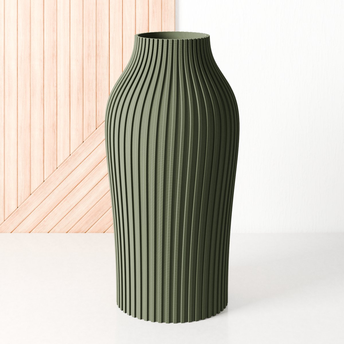 Fleuriek - Grote Vaas Groen - H50 cm - Vaas voor zijdenboeket of droogbloemen - Cadeau voor haar - Duurzame tafeldecoratie van gerecycled plastic - Strakke moderne vaas