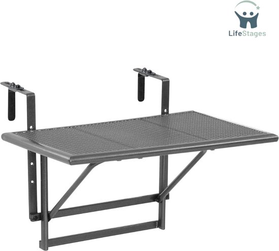 Balkontafel,balkontafel voor balustrades,balkonbureau,balkonopklapbare hangende relingtafel,balkontafel hangend,appartementbalkonmeubels,verstelbare dektafel voor terras,tuin,buiten (Color : White