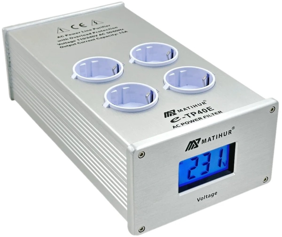 Professionele Stroomfilter – Power Conditioner – Overspanningsbeveiliging – Audio Ruisfilter – Stekkerdoos – EU Stopcontacten – LCD Display – 3000W – Aluminium Behuizing – HiFi – e-TP80EH – 8 Poorten – Zwart