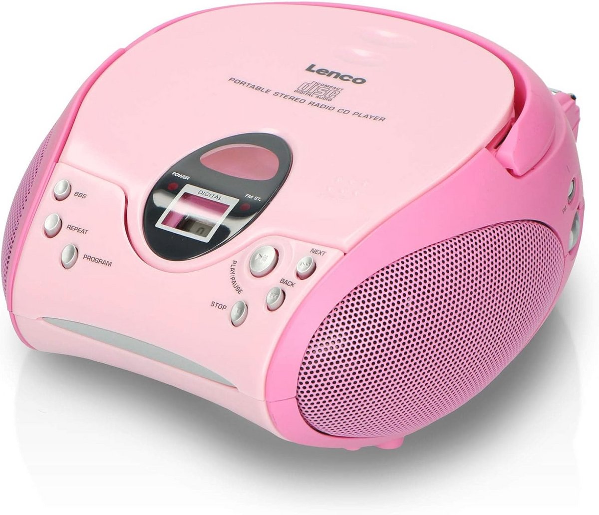 CD-speler voor kinderen met radio, AUX-in, en lcd-scherm - Roze