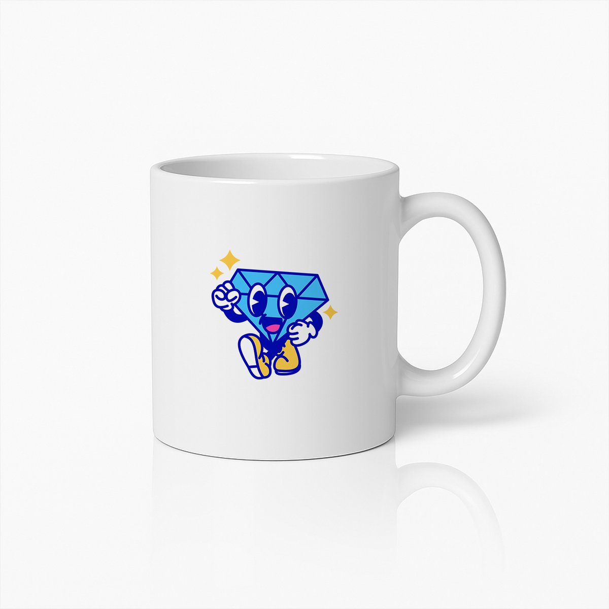 Schattige Fonkelende Blauwe Diamant Cartoon Mok – Leuk Uniek Koffiebeker Cadeau