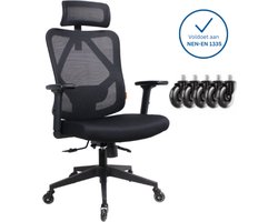 Ergonomische Bureaustoel met Hoofdsteun - Bureaustoelen voor Volwassenen - Office Chair - Gamestoel - Kantoorstoel - Volledig Verstelbaar - Incl. 3D-verstelbare Armleuningen & Verstelbare Lendensteun Incl. Stille Anti-kras wielen harde/zachte vloeren