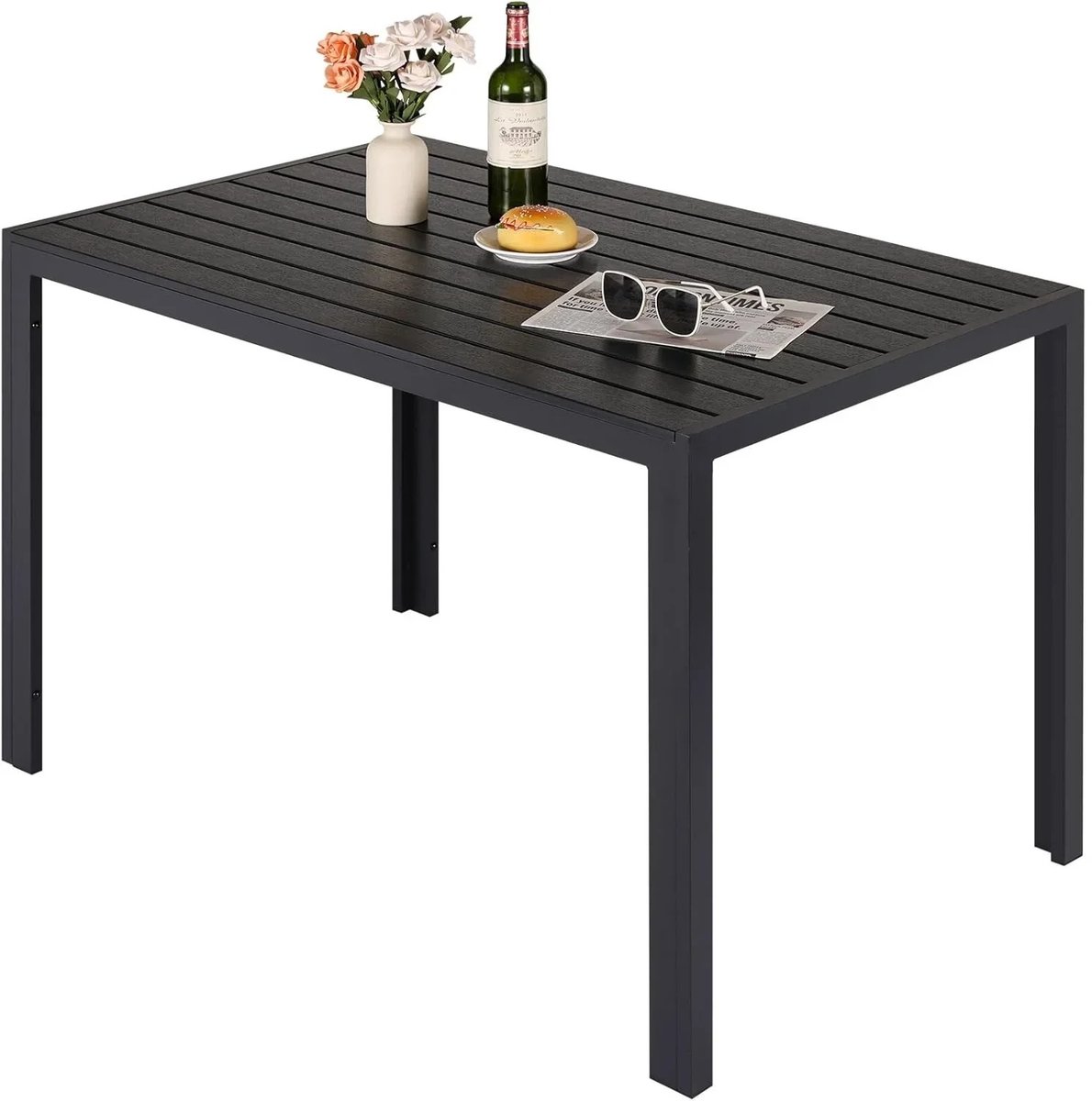 Stemily Tuintafel - Kunststof - 4 tot 6 personen - Weerbestendig - Sterk maar Licht - Antislip Voetdoppen - 110x70x73cm