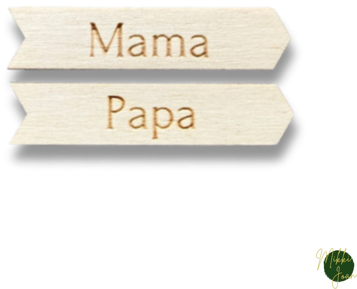 Pijltjes Papa en Mama | Pijltjes voor groeimeter | Pijltjes voor houten meetlat | Mikki Joan