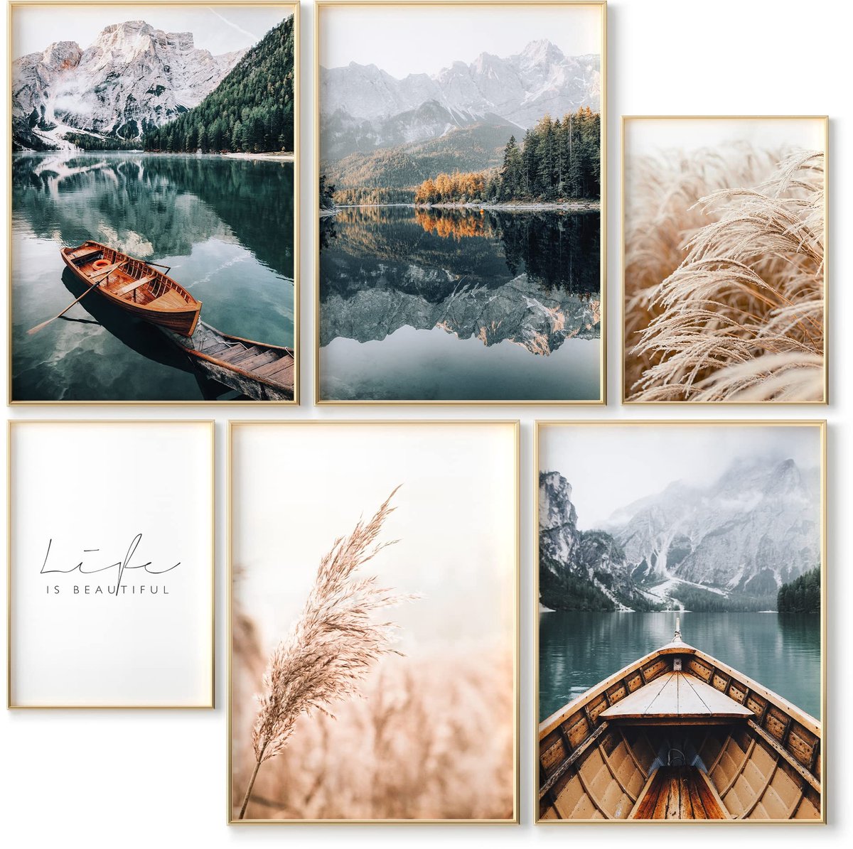 Ibenzoa Verfijnde Set van 6 Kunstposters voor Sfeervolle Kamer- en Wanddecoratie in Bohemian Stijl groen