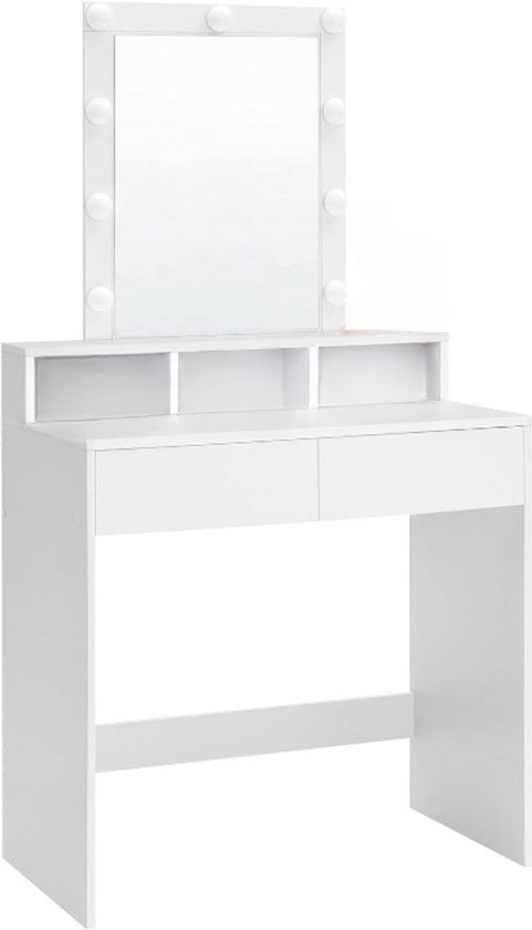Stijlvolle Witte Kaptafel en Luxe Make up Tafel - Eenvoudige Montage, Verstelbare LED Verlichting en Ruime Opbergruimte! - Creëer Jouw Perfecte Make-up Hoekje