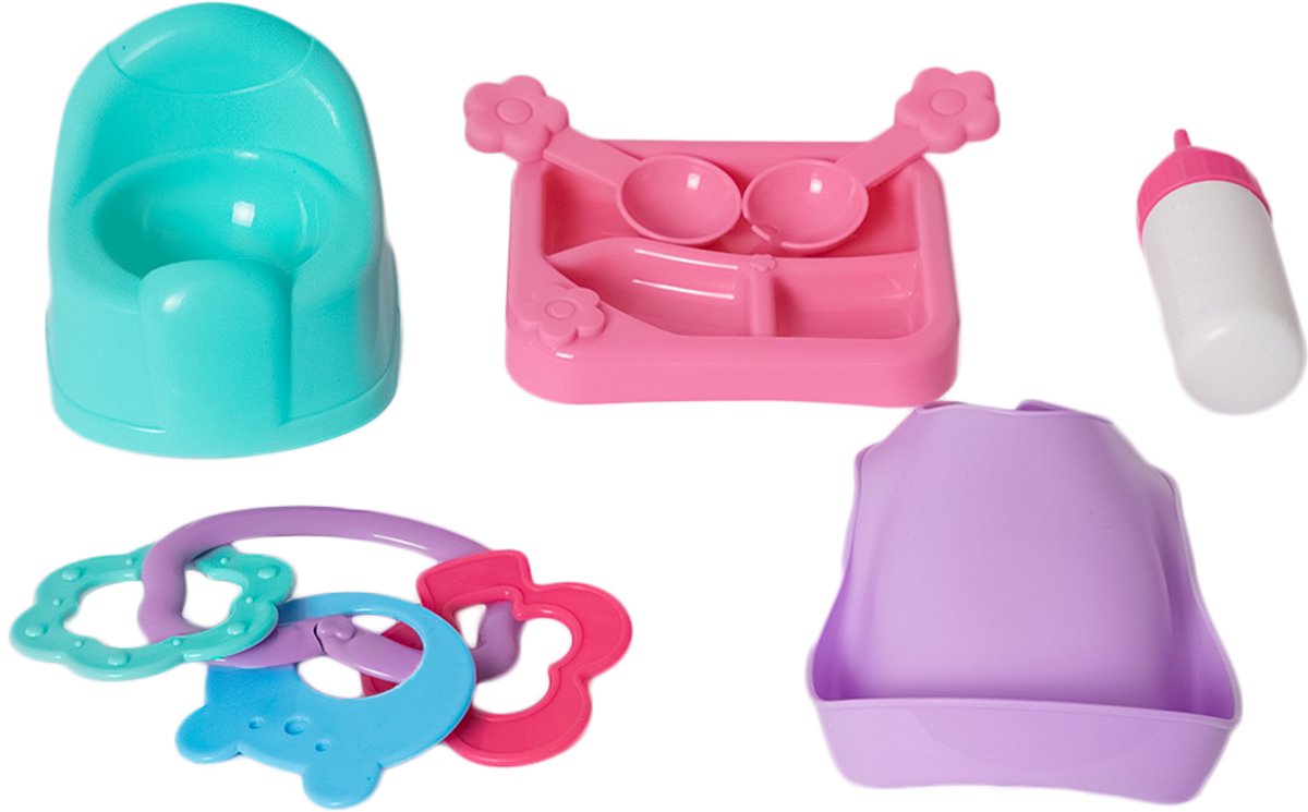 Speelgoedtopdeals - Baby drink- en plaspop 27 cm - inclusief accessoires en geluid — afbeelding 2