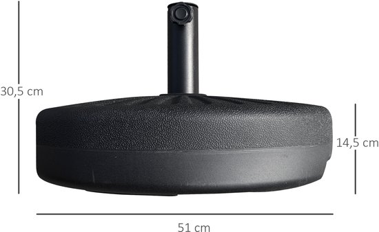 Casa.pro Parasolvoet Bomba – Granieten Voet, Rond 38x8,5 Cm, 25 Kg, Met 4 Adapters (25-49 Mm), RVS Buis