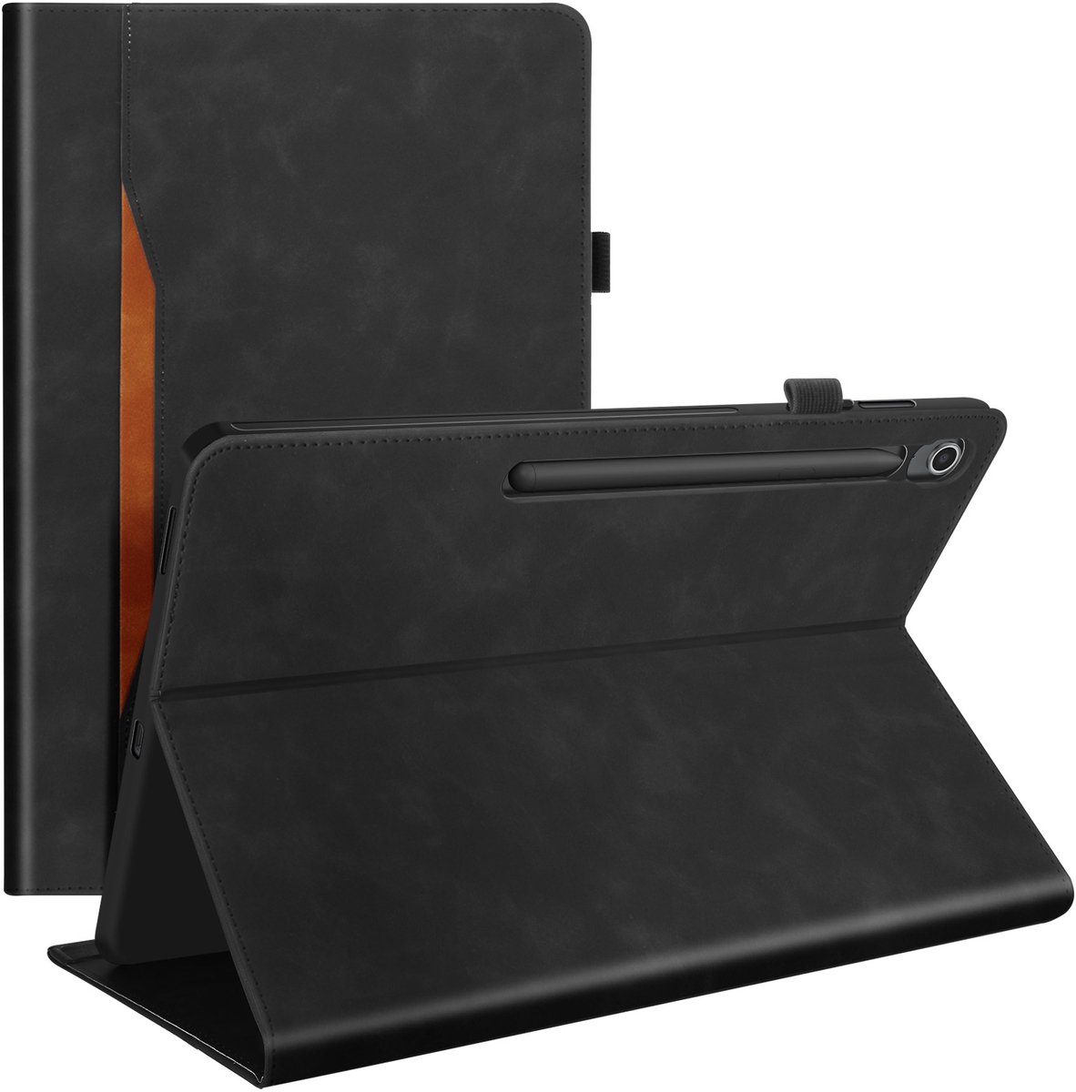 Avizar Hoesje Geschikt voor Samsung Tab S10 FE Plus Clamshell Wallet Videohouder, Zwart
