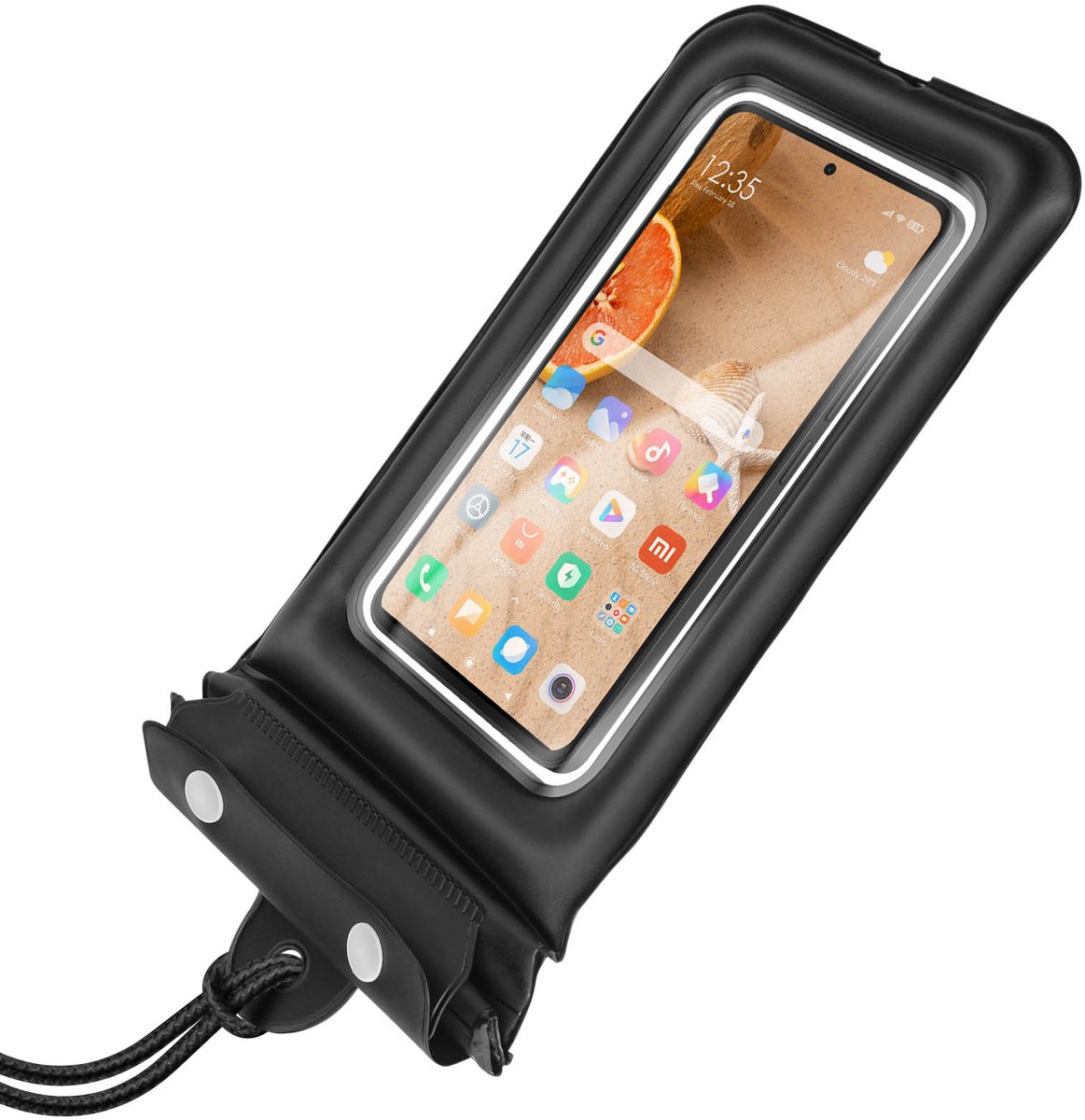 Avizar Waterdichte hoes voor telefoons tot 6,8” Touch Verstelbaar koord, Zwart