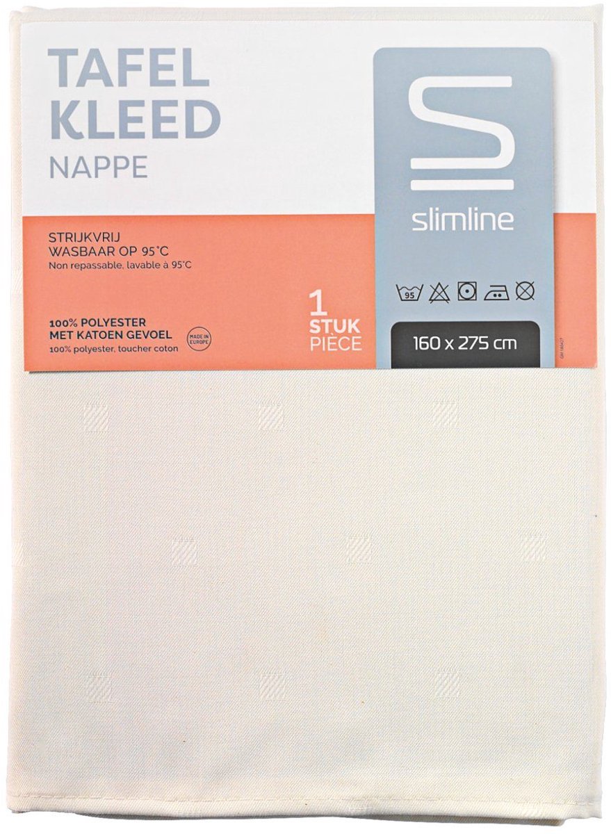 Slimline Premium Tafellaken Grace 160 x 275 cm, ivoor - Per stuk