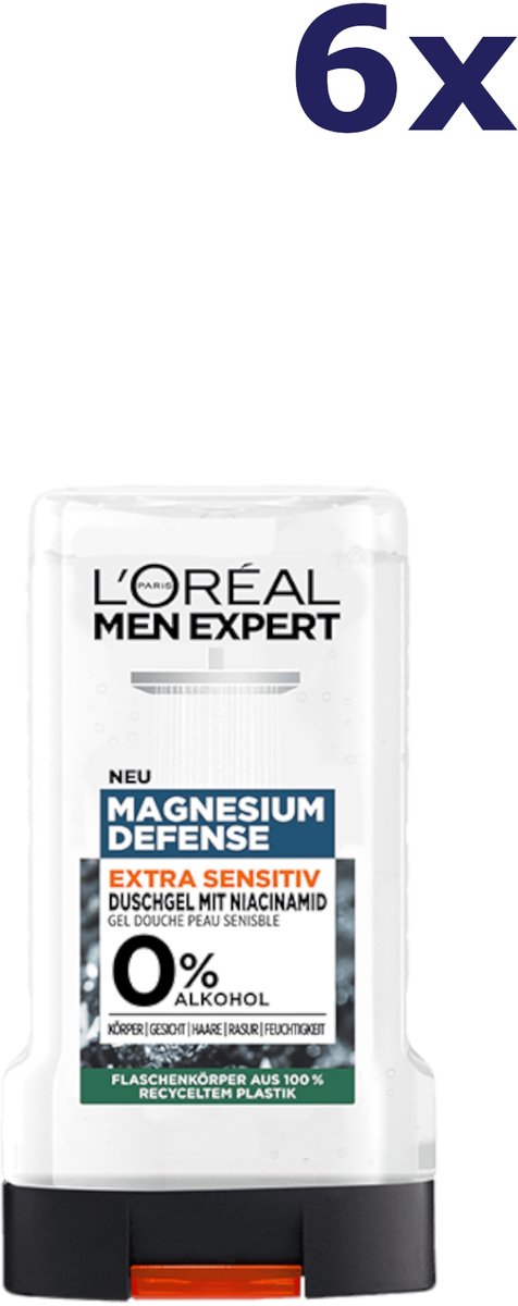 6x L'Oréal Men EXPERT Magnesium Defence Extra Sensitive Shower Gel 250ML