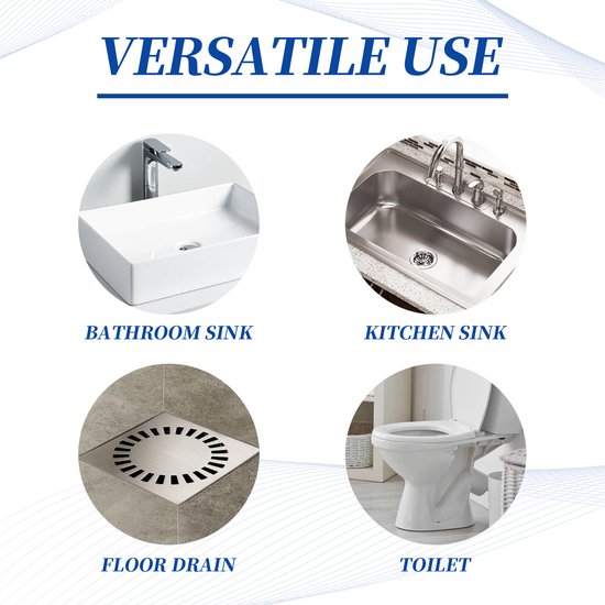 QWORK® toiletontstopper, toiletborstel voor het ontstoppen van toiletten en rioleringen