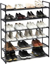 ACAZA Schoenenrek - Schoenenkast - 6 Lagen - 92 x 30 x 113 cm - Voor 20 tot 24 paar schoenen - Metaal - Zwart