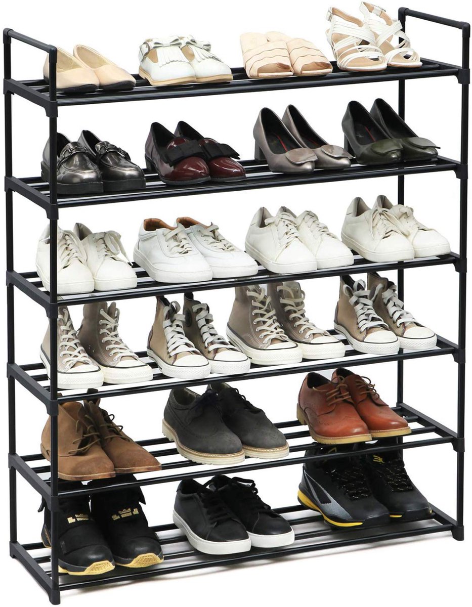 ACAZA Schoenenrek - Schoenenkast - 6 Lagen - 92 x 30 x 113 cm - Voor 20 tot 24 paar schoenen - Metaal - Zwart