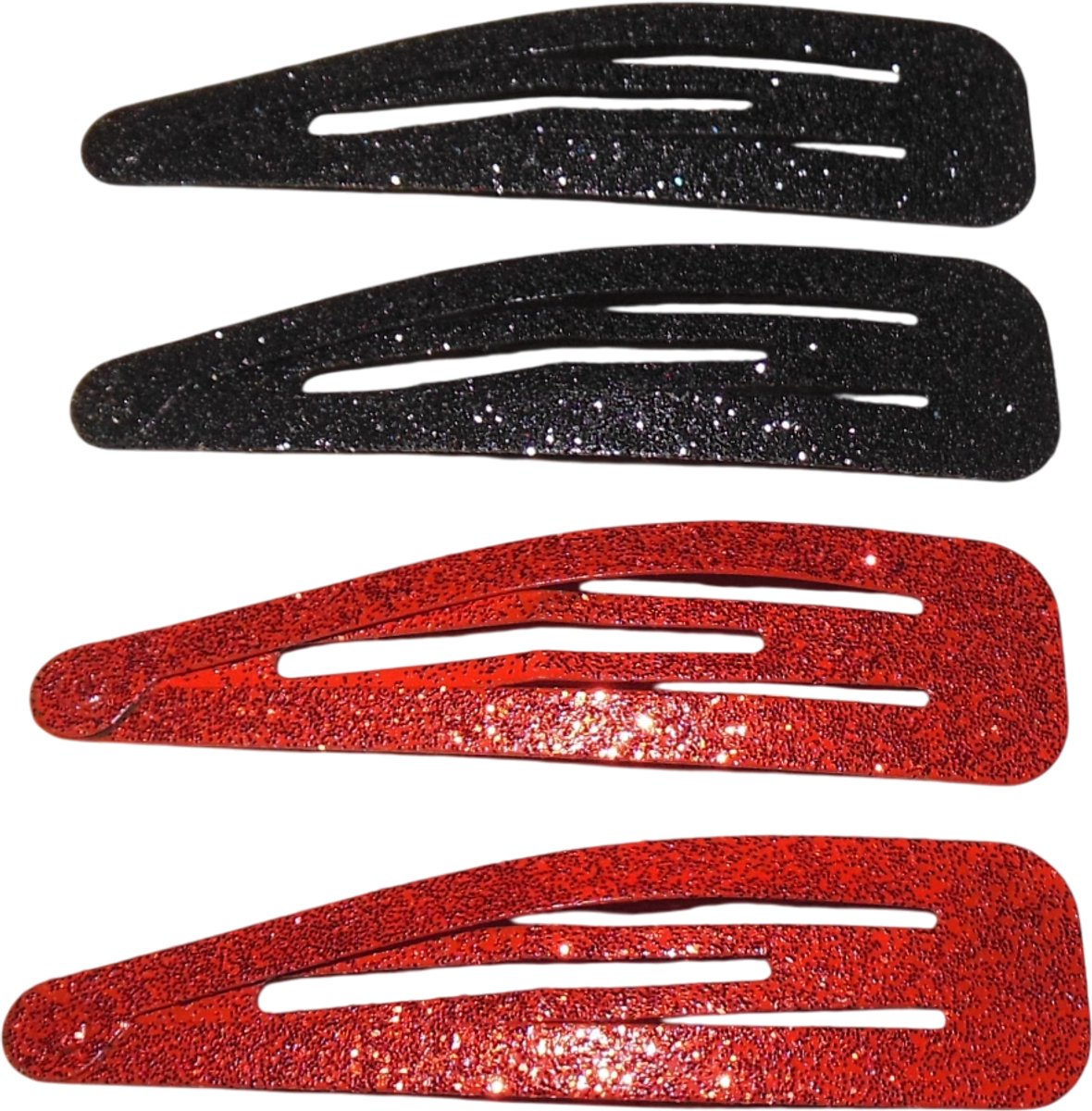 Klik-klak haarspeldjes glitter zwart-rood