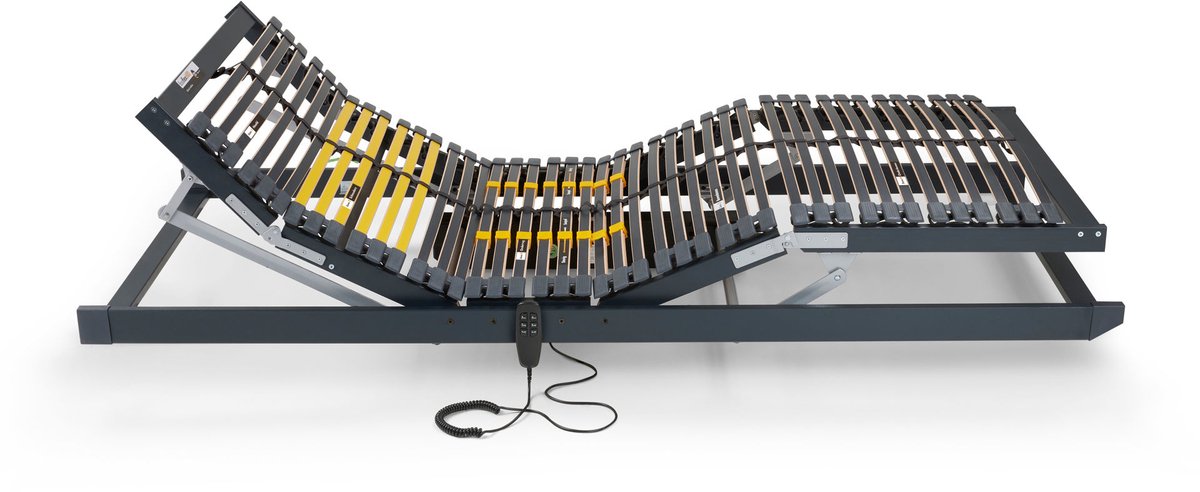 Beter Bed Bossflex 600 Lattenbodem 70 x 190 cm - Elektrisch Verstelbaar - Bedbodem - Bedraad - Max. 120kg - Antraciet/Geel