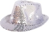 Trilby Hoed - One Size - Volwassenen Pailletten Zilver - LED