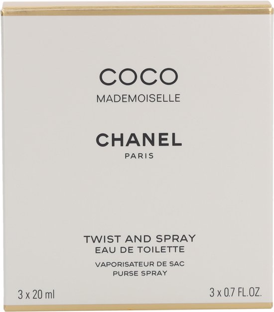Verpakking van Chanel Coco Mademoiselle Eau de Toilette Twist and Spray.