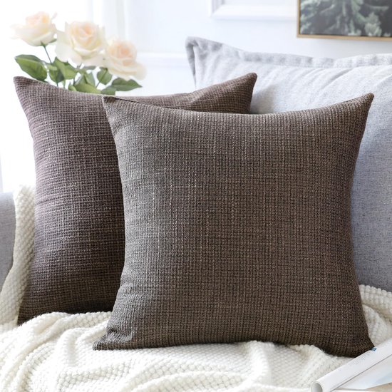 Set de 2 Taies d'oreiller décoratives 60x60 cm - Taies d'oreiller en lin pour la décoration intérieure et la chambre