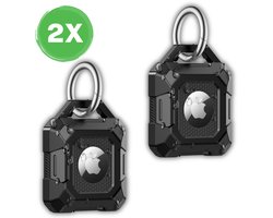 Waterdichte tracker houder geschikt voor AirTag - 2 stuks - antraciet - Apple AirTag niet inbegrepen - AirTag Sleutelhanger - AirTag houder hond - Tracker accessoires