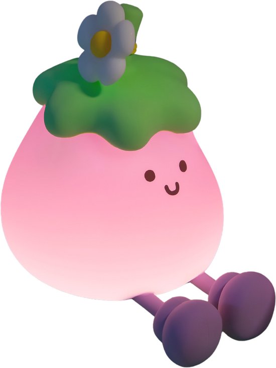 Kinder Nachtlampje | Aubergine | Timer | Veilig voor Kinderen | Nachtlampje Baby | Zacht Siliconen | Dimbaar | Telefoonhouder | Draadloos | Babykamer Verlichting | USB Oplaadbaar | LED | Slaaphulp | Duurzaam | Bedlampje | Kindvriendelijk | Fruit