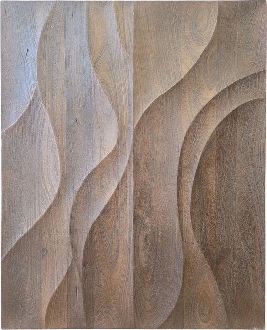 Panneau mural en bois de manguier by Mooss - 80 x 100 cm - Style japonais - Décoration murale - Brun siècle