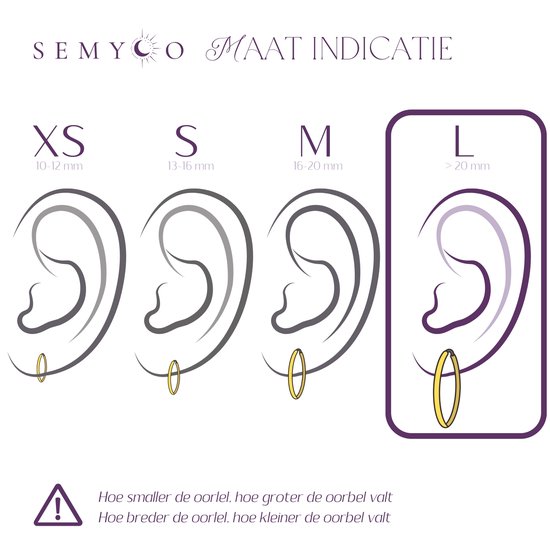 Boucles d'oreilles 20 mm Semyco® Plaqué or 18 carats - Boucles d'oreilles femme couleur or avec diamants zircone - Cadeau pour femme, petite amie, mère, anniversaire - Supernova