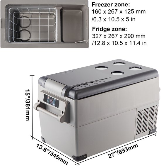Happyment Auto Koelbox 35L - Mini Vriezer - 12V - Auto Koelkast - Elektrische mini Koelkast van Happyment — afbeelding 3