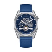 Heritor Automatic Amadeus Semi-Skelet leren band horloge - Zilver/Blauw