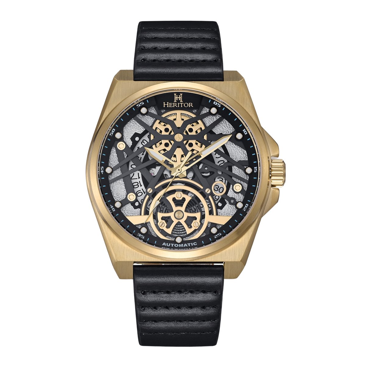 Heritor Automatic Romero horloge met leren band - Goud-Zwart