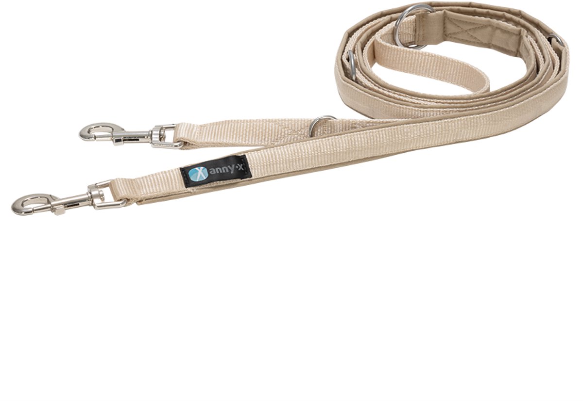 AnnyX Verstelbare Hondenriem – 3 Meter – 2,5 cm Breed – Voor Middelgrote en Grote Honden-sneeuwbal- beige