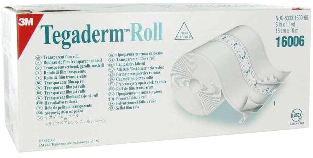 Goedkoopste 3M Tegaderm Roll Transparant Filmverband, 15cm x 10m | 16006