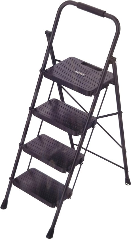 Ladder 3 treden, opklapbaar, antislip, tot 150 kg belastbaar, opstap, trapladder, kleine ladder