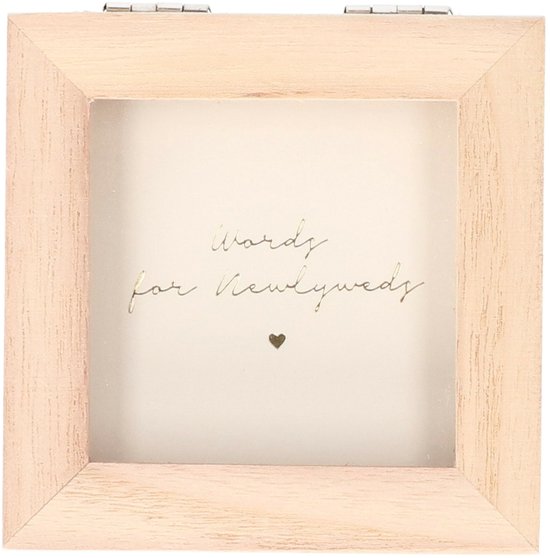 Gastenboek/huwelijksadvies box - Bruiloft - incl. 100 wensbriefjes - hout/wit - 10 x 6 cm