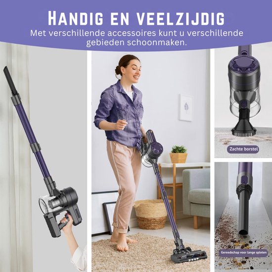 Cordless stick vacuum cleaner - 200 Watt - 4 different attachments - cordless vacuum cleaner 4 handige accessoires - product feature