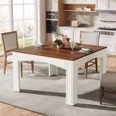 Bol.com Tribesigns Eettafel - Keukentafel voor 4 Personen - 100 x 100 x 75 cm - Houten Eettafel voor Eetkamer - Notelaar + Wit aanbieding