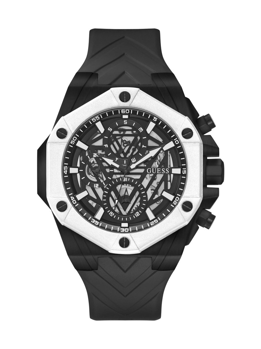 Guess Formula Multi-Function Watch Zwart Case: 100% Stainless Steel | Armband: 100% Silicone 47 mm GW0579G1