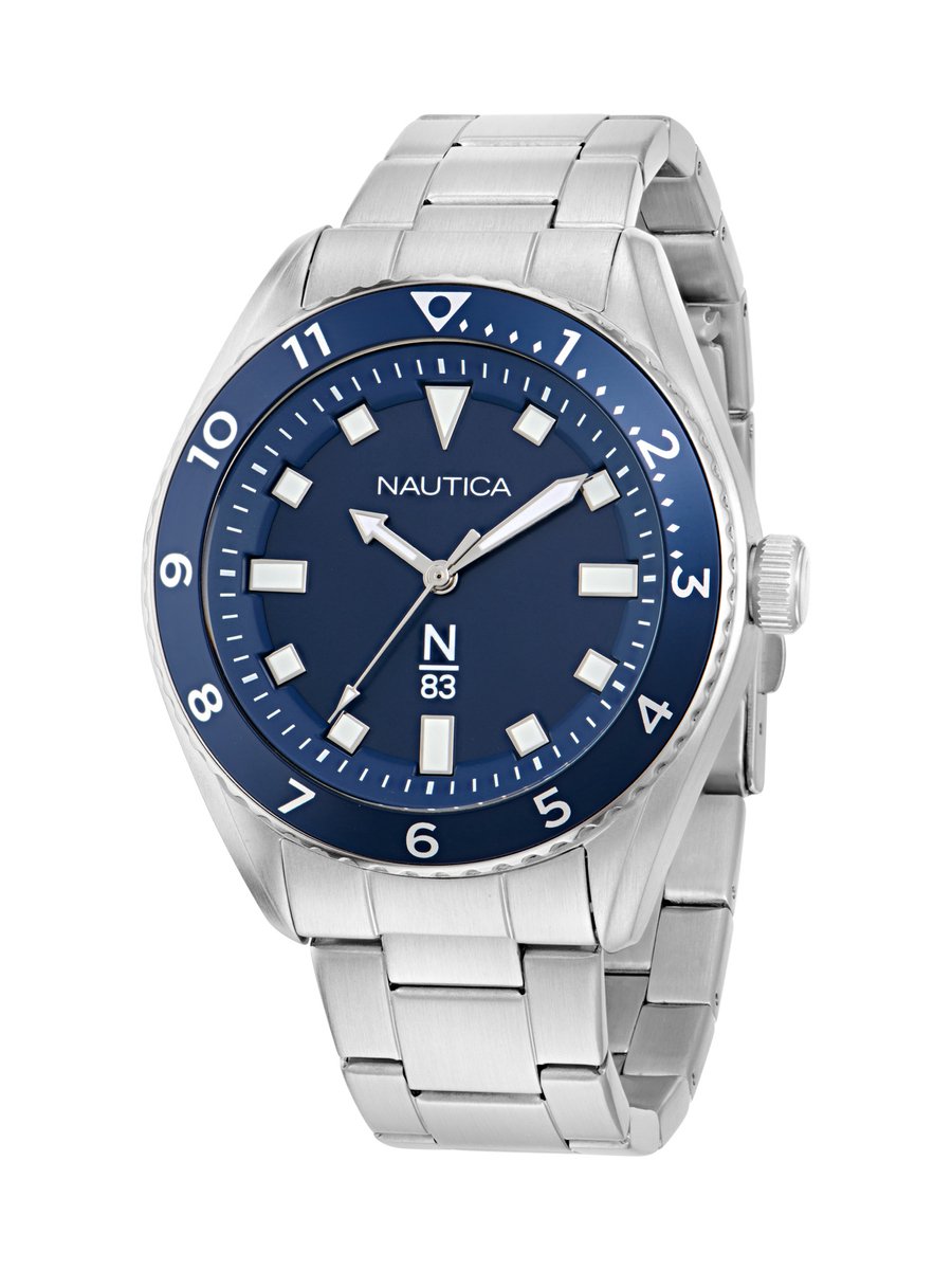 Nautica Finn World Kwarts Analoog Horloge Blauw Case: 100% Stainless Steel | Armband: 100% Stainless Steel 44 mm NAPFWF407, NAPFWF408