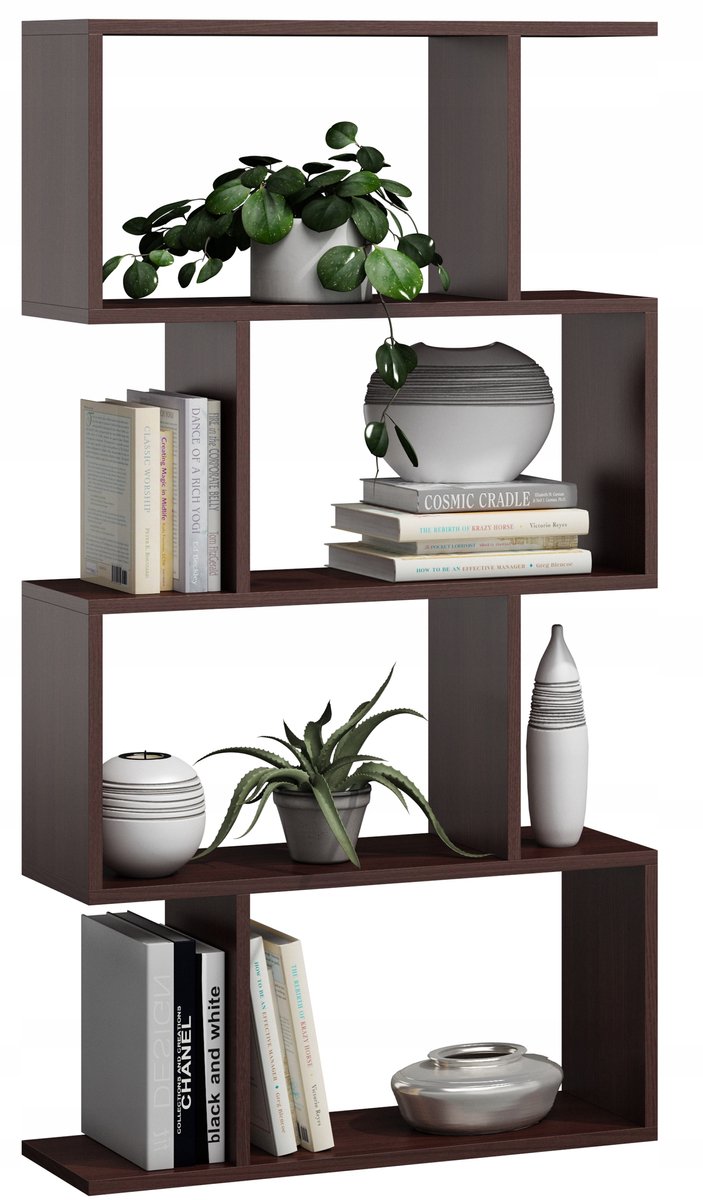 Perlavita BASK Serie - Open Boekenkast - Wenge - 141cm Hoogte - 76,4cm Breedte
