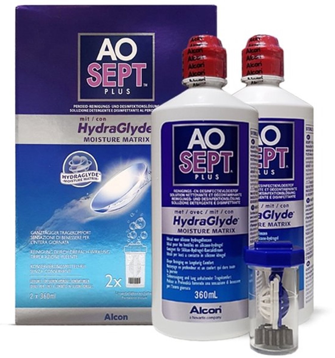 AOSEPT® Plus with HydraGlyde | 2x 360ml | Duopack | 1 lenshouder