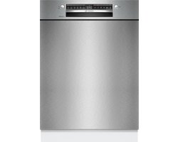 Bosch SMU4EVS08E - Serie 4 - Vaatwasser - Inbouwvaatwasser - Onderbouw - 60 cm - Zeer stil - Opent de deur automatisch voor betere droogresultaten - Geborsteld staal