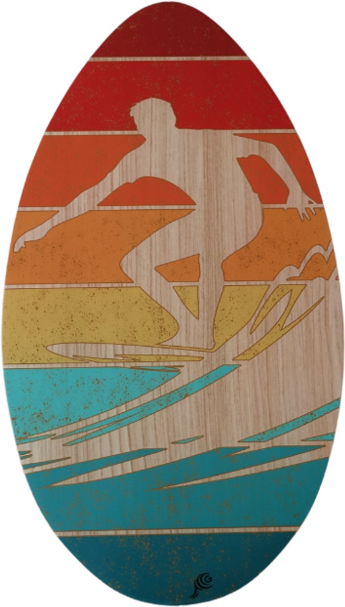Gerkimex Skimboard Sunset 90 cm Surfboard Duurzaam Hout Flatland Regenboog