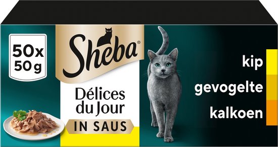 Sheba Kattenvoer - Délices Du Jour - Gevogelte Saus - Mega-Pack 50x50g